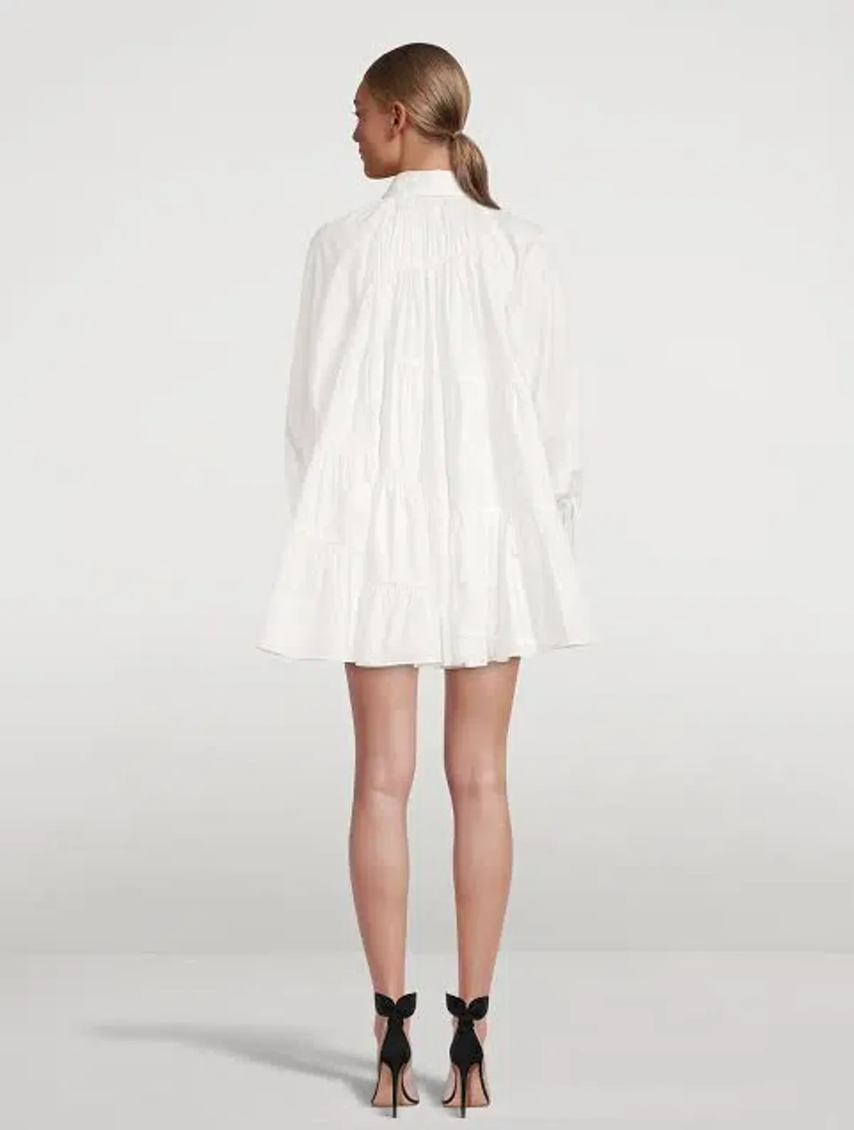 Aje Cascade Gathered Smock Mini Dress in Ivory/White Size 10 - Image 2