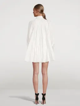 Aje Cascade Gathered Smock Mini Dress in Ivory/White Size 10 for rent on The Volte - image 2