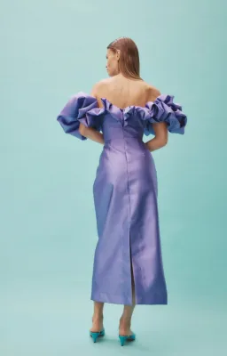 Alemais Suzi Off Shoulder Midi Dress Violet Size 12 for rent on The Volte - image 2