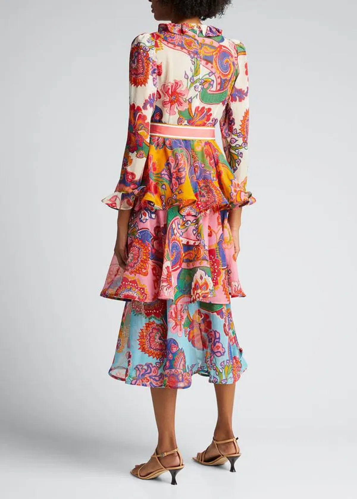 Zimmermann The Lovestruck Flounce Cotton-silk Midi Dress Mixed Paisley Floral Size 3/Au 14 - Image 5