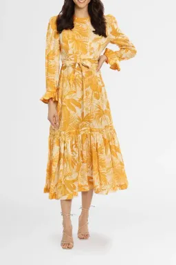 Zimmermann Mae Frill Midi Dress Yellow Size 12 AU for rent on The Volte - image 1
