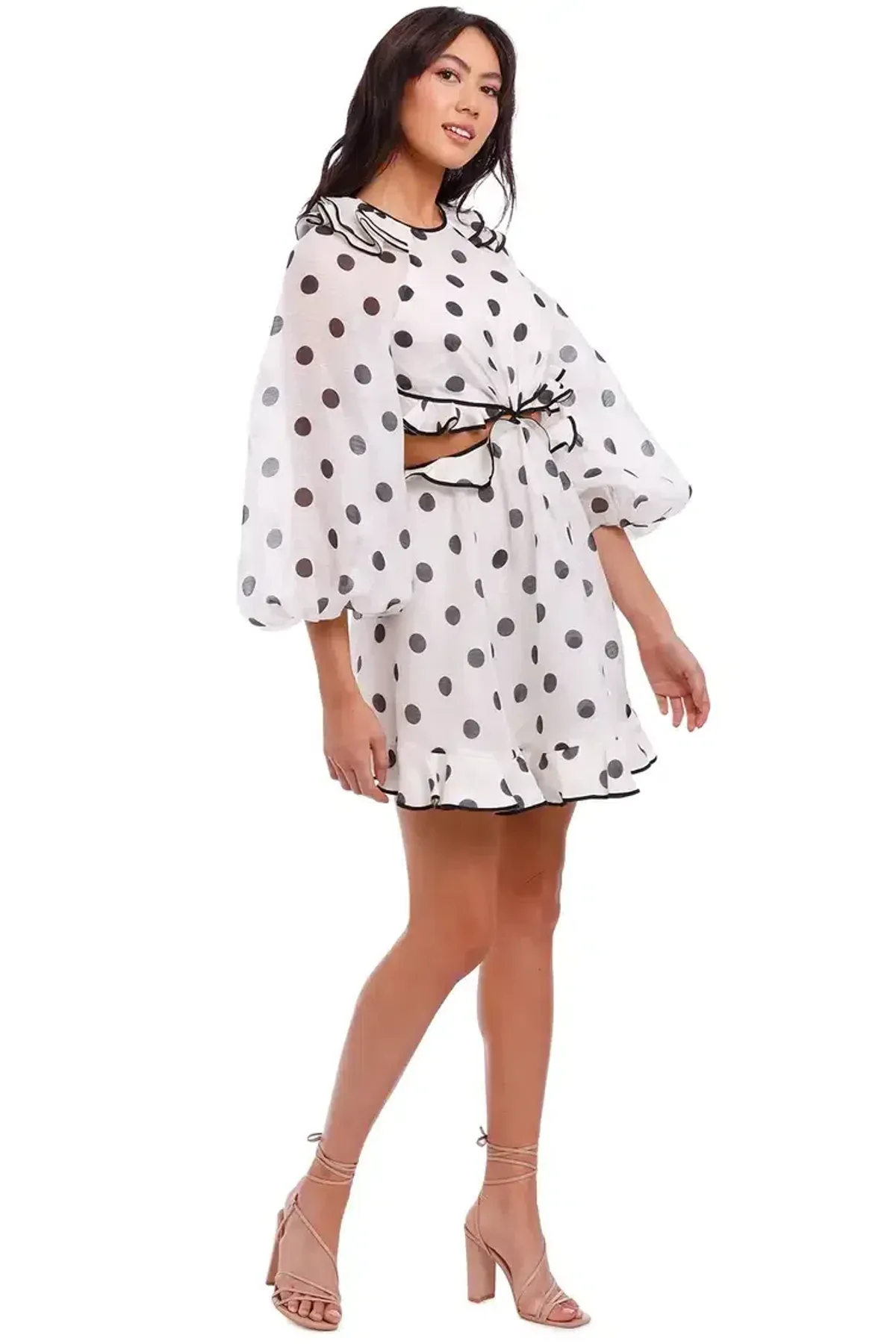 Zimmermann The Lovestruck Frilled Mini in Black and White Size 10 AU - Image 2