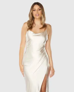 Azzurielle Zola Slip Dress Oyster Champagne Size 10 for rent on The Volte - image 2