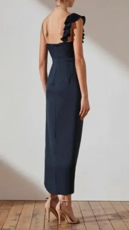 Shona Joy Luxe Asymmetrical Frill Dress Navy Size 6 for rent on The Volte - image 3