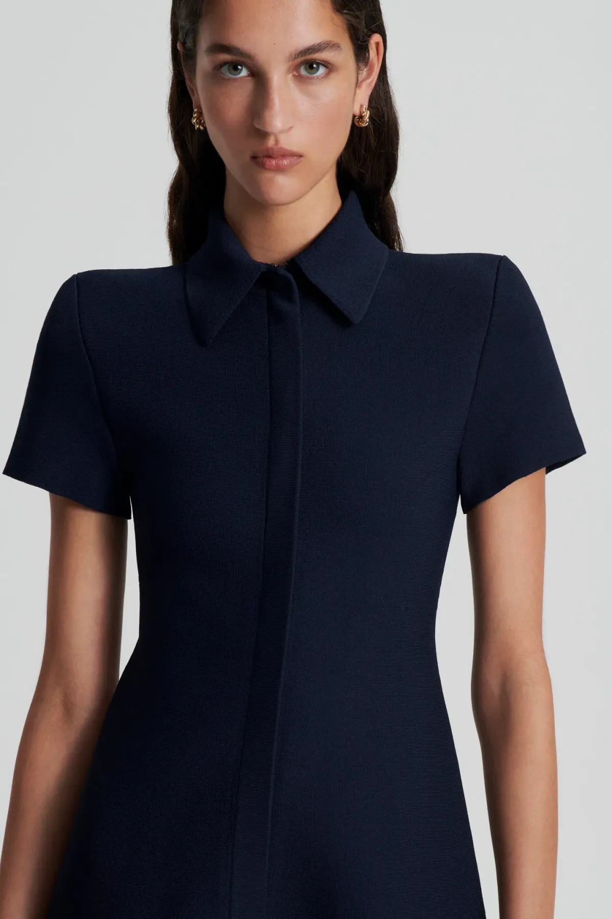 Scanlan Theodore Crepe Knit Mini Dress Navy Size S/Au 8 - Image 3