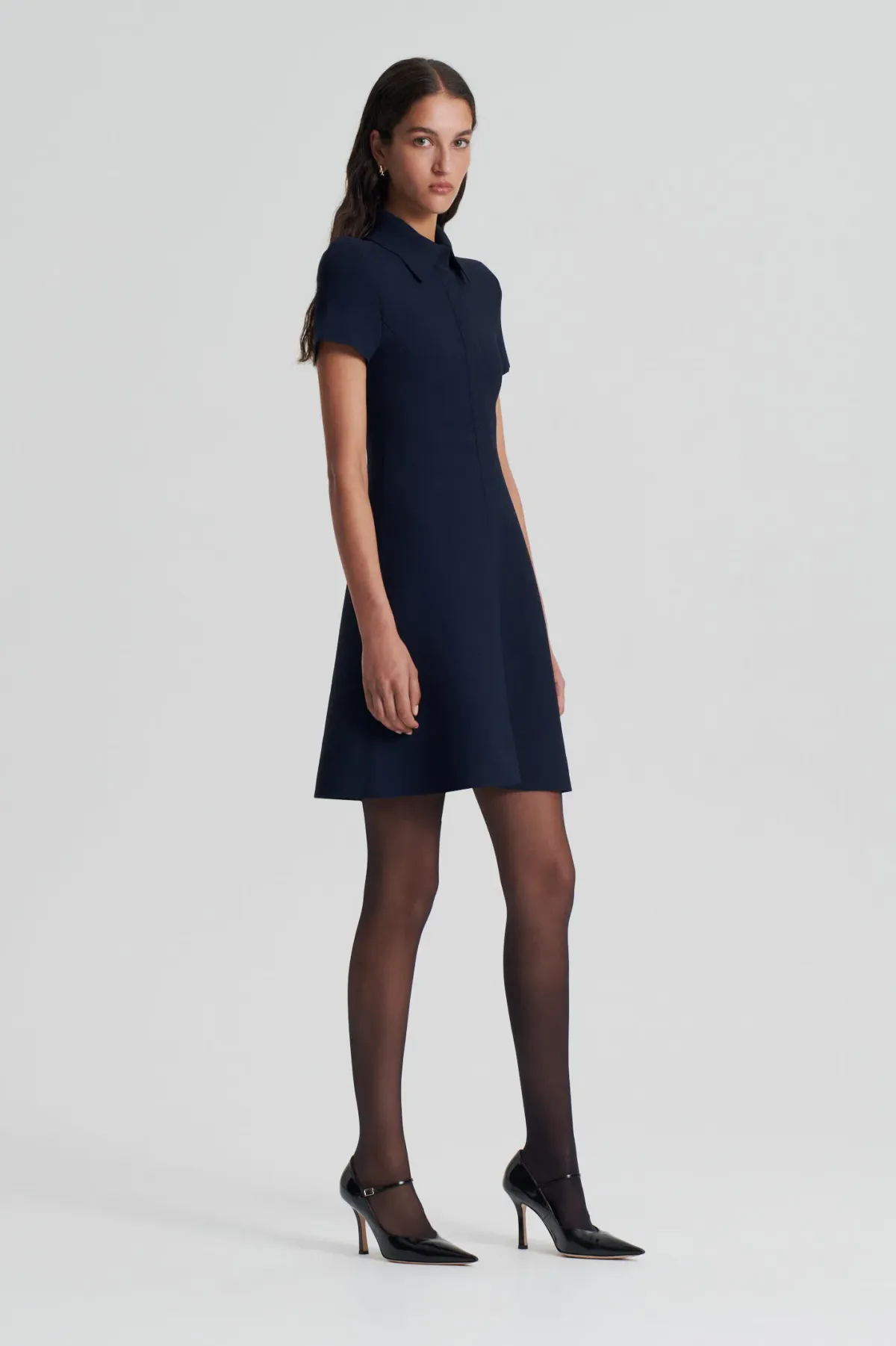 Scanlan Theodore Crepe Knit Mini Dress Navy Size S/Au 8 - Image 2