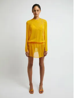 Christopher Esber Silk Springs Side Tie Dress Mango Yellow Size 8 for rent on The Volte - image 1