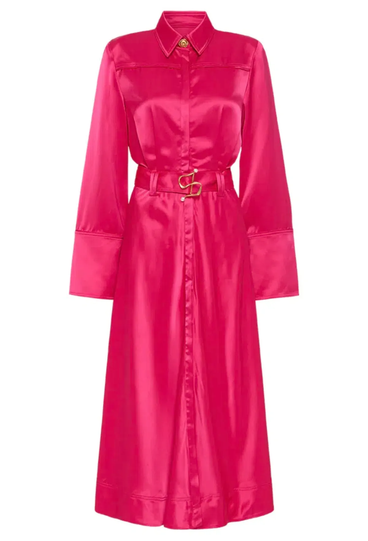 Aje Echo Belted Midi Shirt Dress Hot Pink Size 10 - Image 5