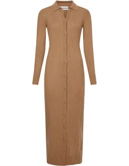 Calvin Klein Wool Tencel Rib Midi Dress Safari Canvas Size 10 for rent on The Volte - image 7