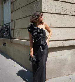 Aje Adelia Ruffle Midi Dress Black Size 6 for rent on The Volte - image 2