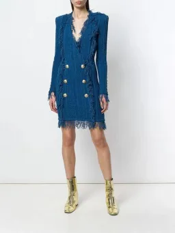 Balmain Knit Mini Dress Blue Size FR 38 / AU 10 for rent on The Volte - image 1
