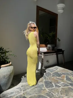 Asta Resort Natalia Dress in Chartreuse Sequin Size XS / AU 6 for rent on The Volte - image 4