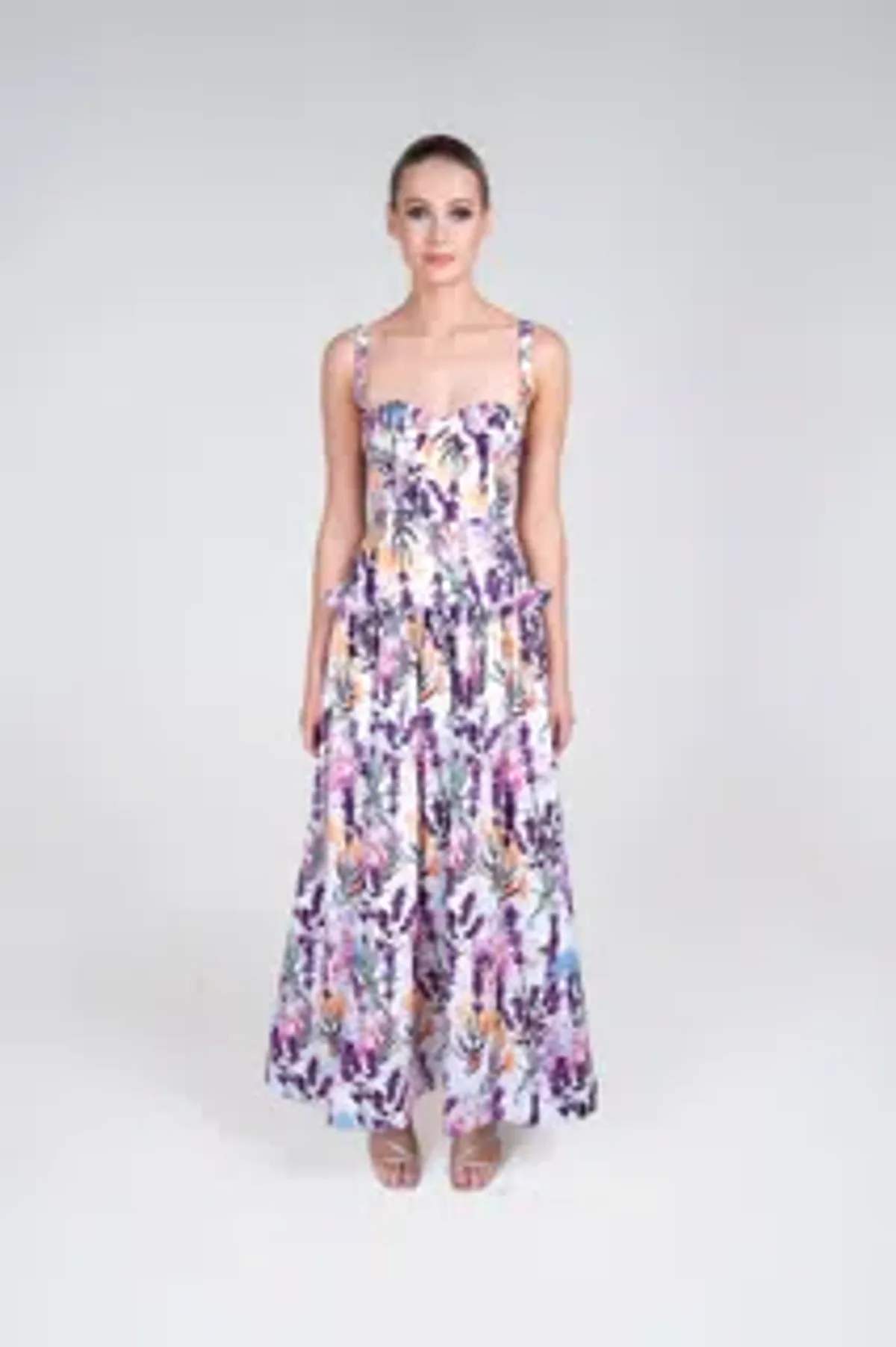 Justin Tong Lavande Maxi Dress Winter Bloom Print Size 8 - Image 1