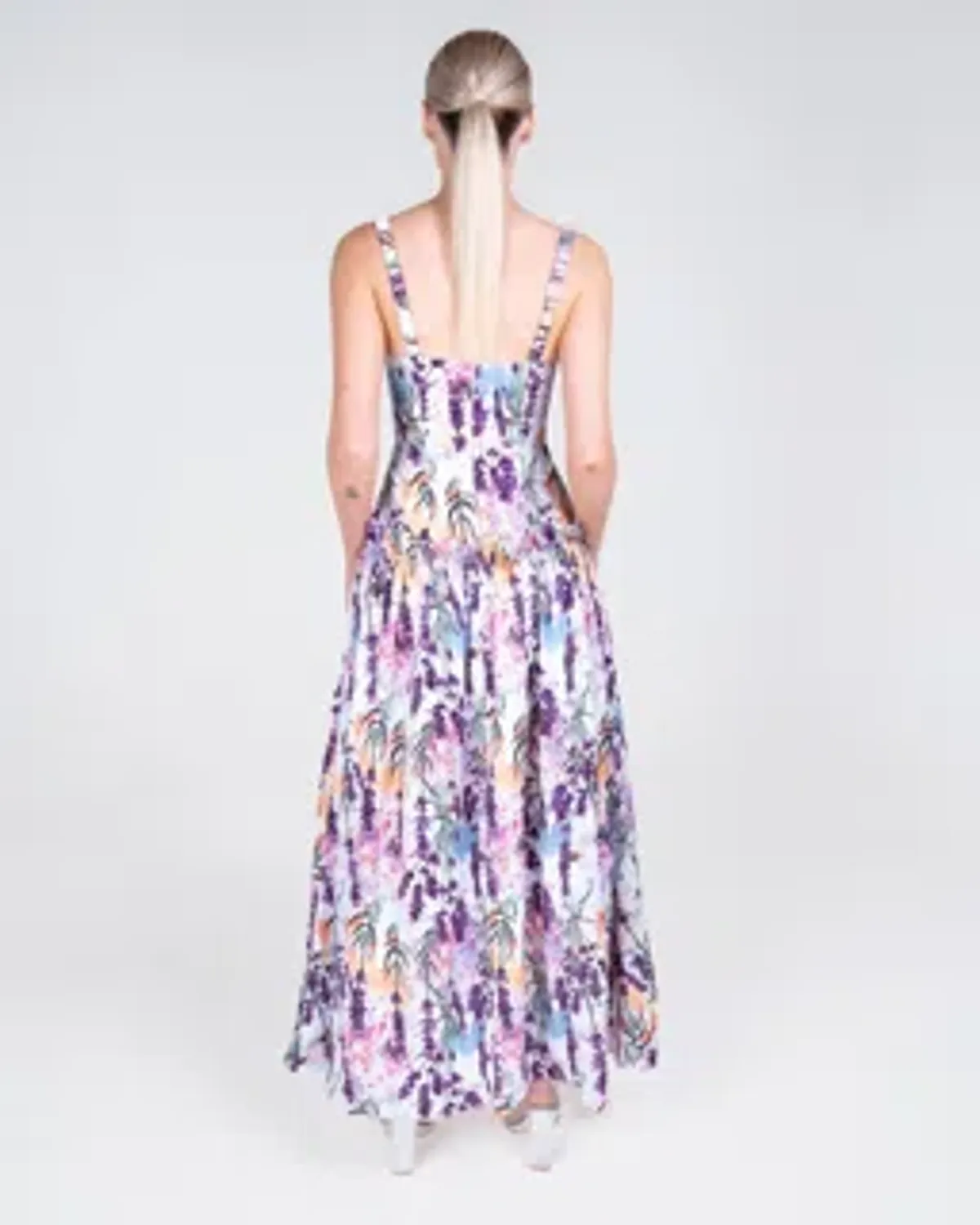Justin Tong Lavande Maxi Dress Winter Bloom Print Size 8 - Image 2