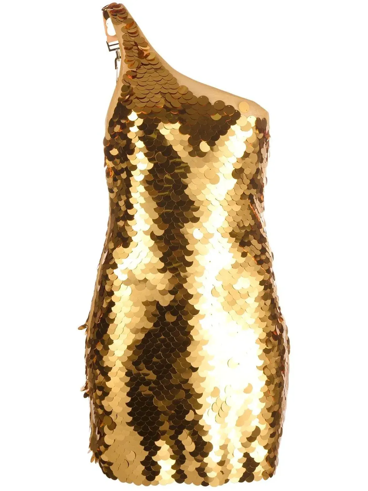 Patrizia Pepe One Shoulder Sequin Mini Dress Gold Size 8 - Image 4