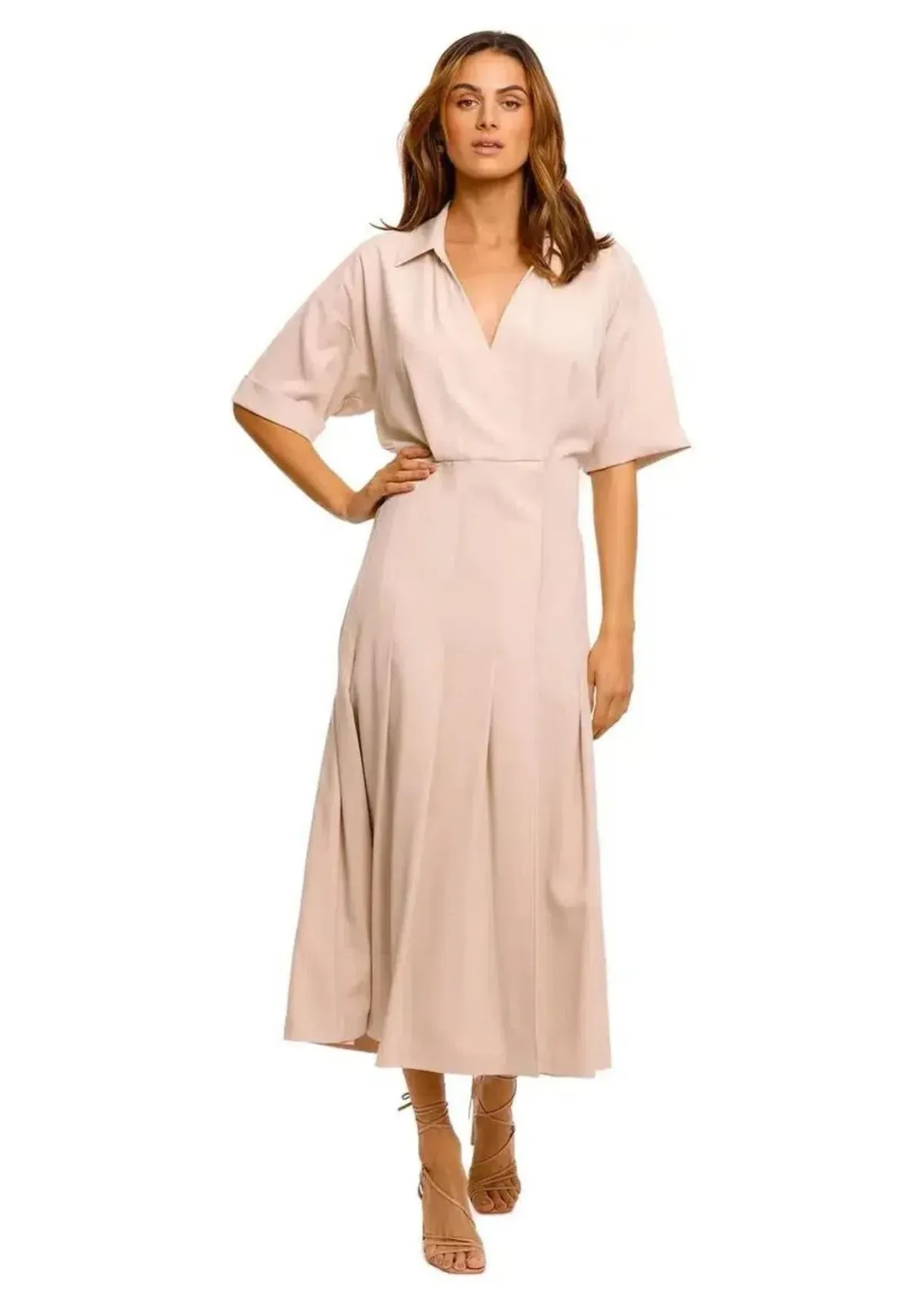 Camilla and Marc Corsica Pleated Dress in Oatmeal Size 12 - Image 1