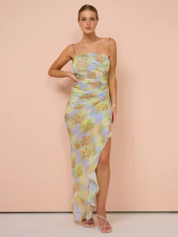 Bec & Bridge Zephy Asym Dress in Blue Blossom Floral Size 8 for rent on The Volte - image 1