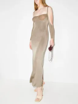 Isa Boulder Open Back Knitted Midi Dress Neutrals Size S / AU 8 for rent on The Volte - image 2