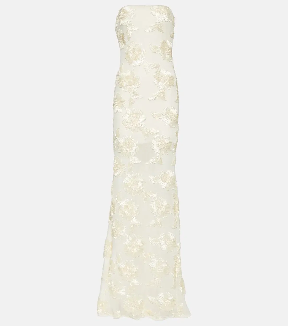 Rotate Birger Christensen Embroidered Strapless Midi Dress Cream Size 6 - Image 3