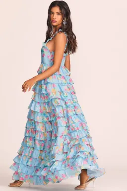 Loveshackfancy Idra Tiered Voile Maxi Dress Blue Lullaby Size 8  for rent on The Volte - image 2