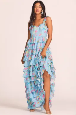 Loveshackfancy Idra Tiered Voile Maxi Dress Blue Lullaby Size 8  for rent on The Volte - image 1