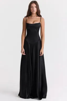 House Of CB Anabella Black Lace Up Maxi Dress Size XS/Au 6 for rent on The Volte - image 1