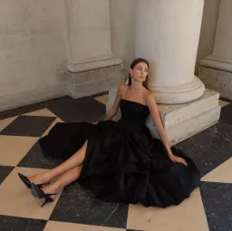 Aje Violette Bubble Hem Maxi Dress Black Size 4 for rent on The Volte - image 4