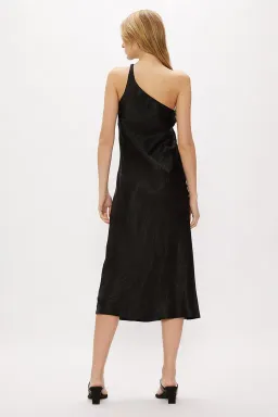 Third Form Running Water Bias One Shoulder Slip Dress Black Size 6 for rent on The Volte - image 2