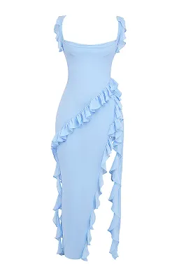 House Of CB Ariela Ruffle Dress Soft Blue Size 10 for rent on The Volte - image 5