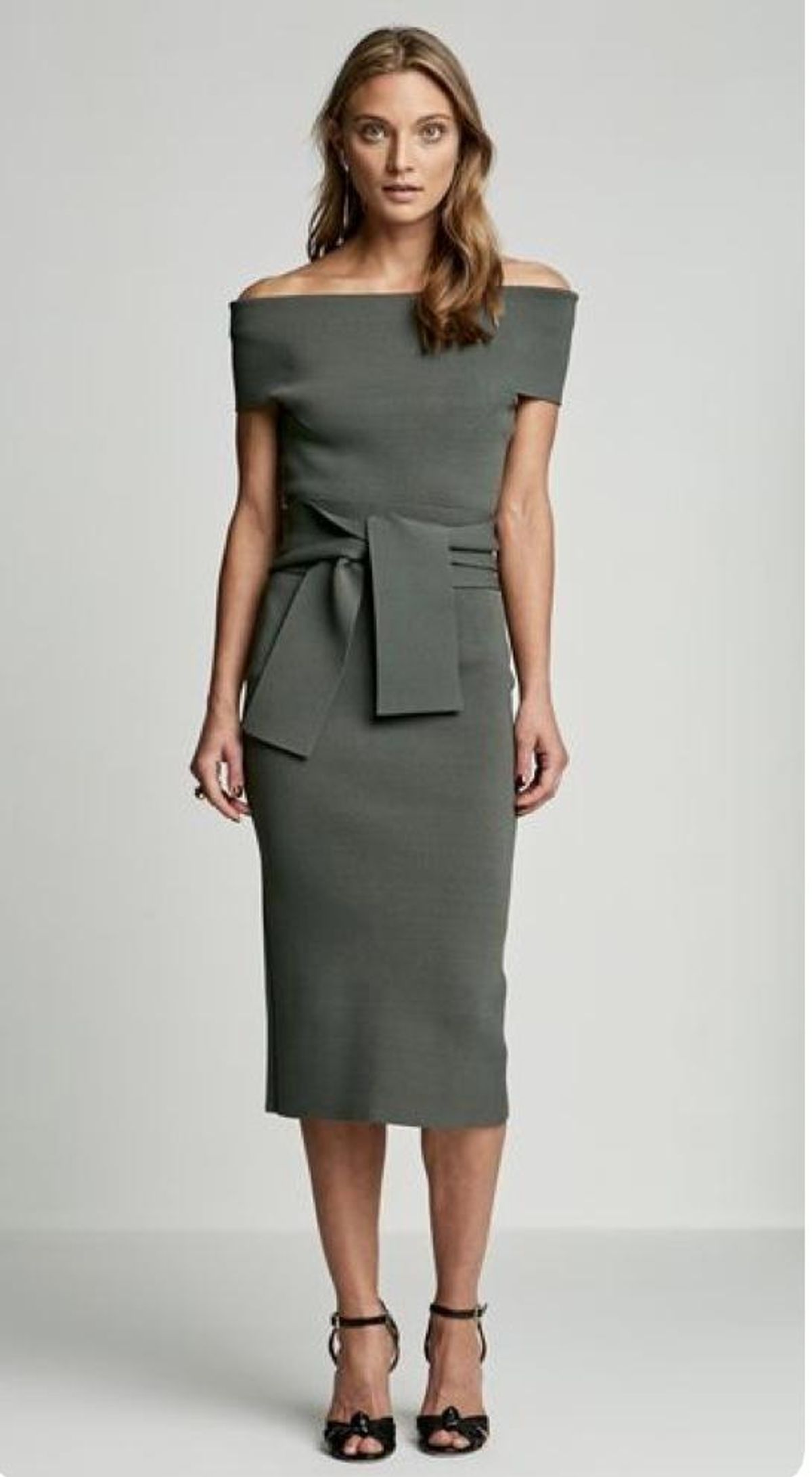 SCANLAN THEODORE  Off the Shoulder Crepe Knit Dress - Image 1