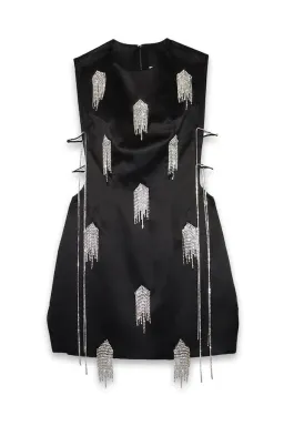 Kourh Onirique Crystal Mini Dress Black Size 10  for rent on The Volte - image 2
