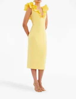 Rebecca Vallance Chloe Midi Dress Yellow Size 10 for rent on The Volte - image 3