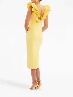 Rebecca Vallance Chloe Midi Dress Yellow Size 10 for rent on The Volte - image 2
