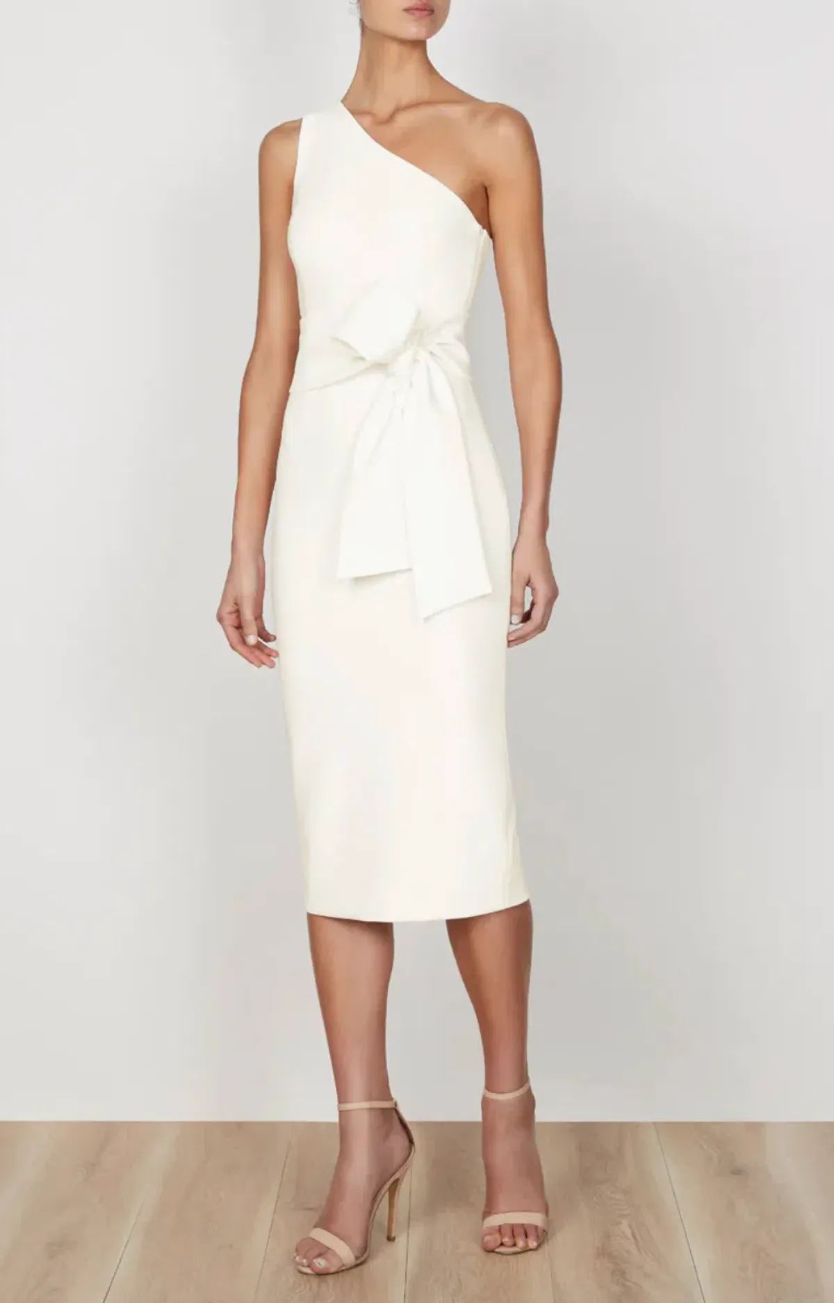 Shona Joy Lucy One Shoulder Midi Dress Ivory Size 10 - Image 3