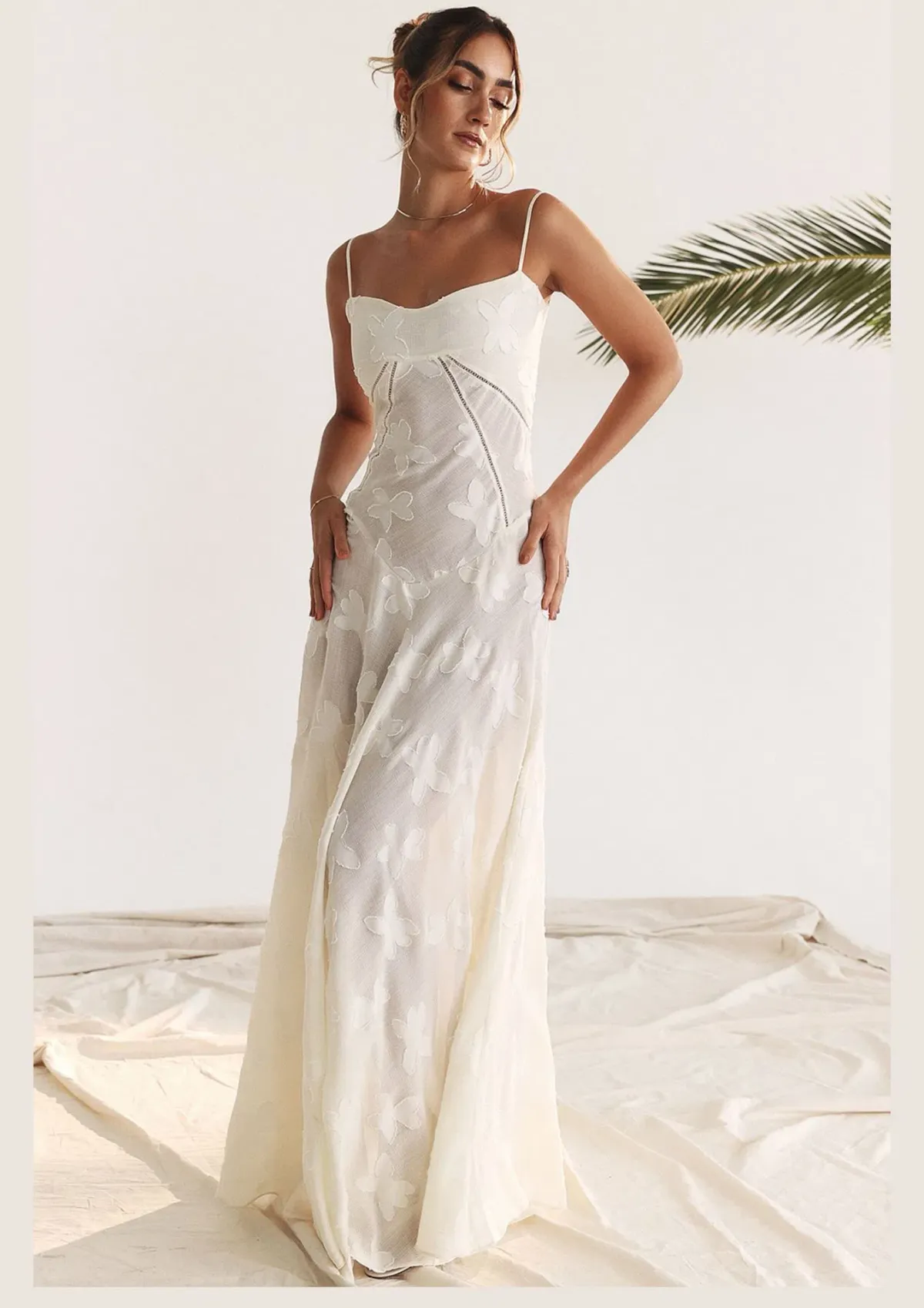 House Of CB Seren Lace Back Maxi Dress Vintage Cream Floral Size XS / AU 6 - Image 1