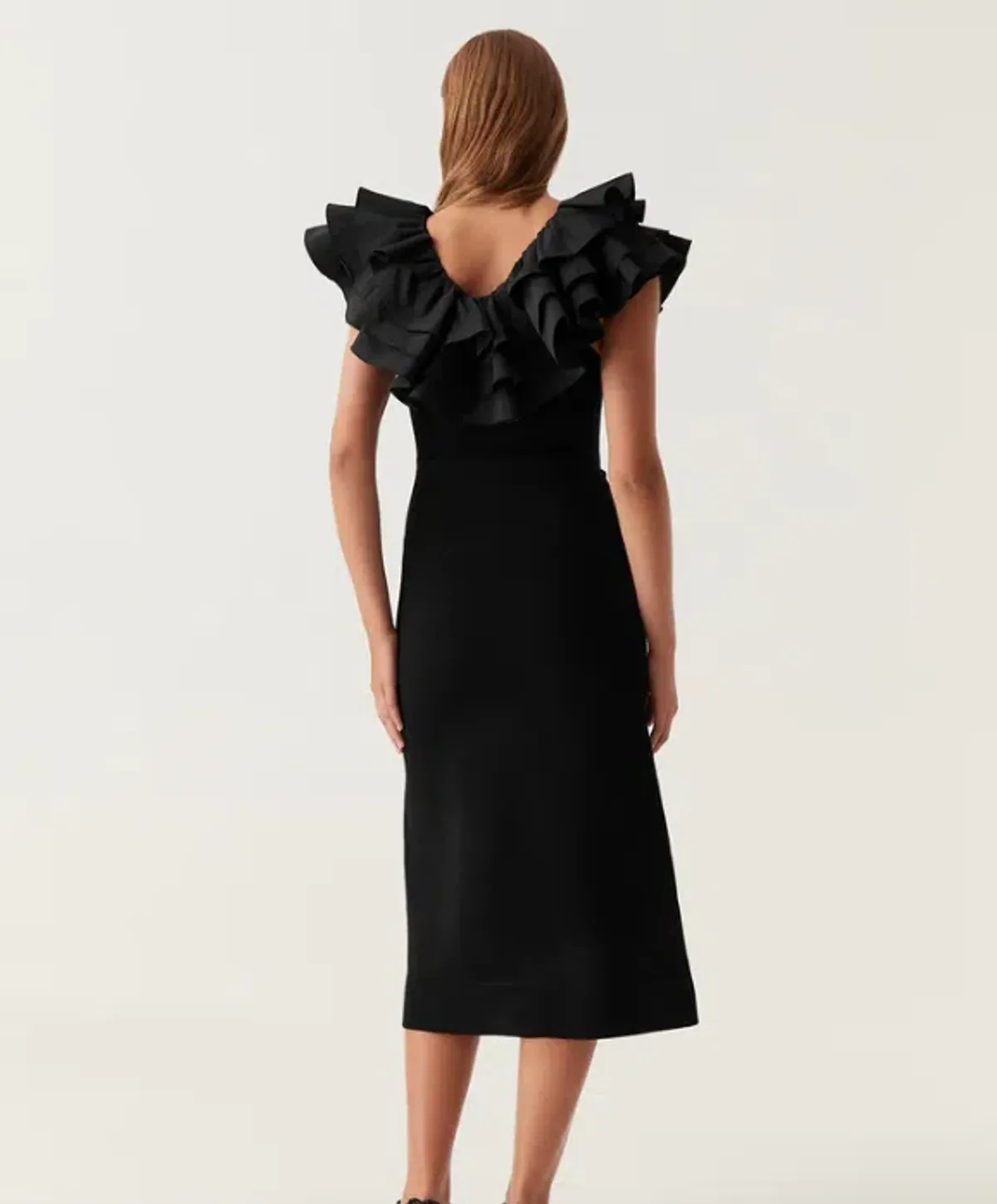 Aje Transcendent Ruffle Midi Dress in Black Size 12 - Image 3