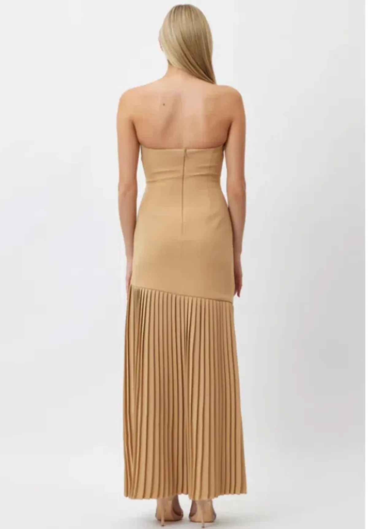Bianca and Bridgett Mara Pleated Maxi Dress in Beige Gold Size 8 - Image 3