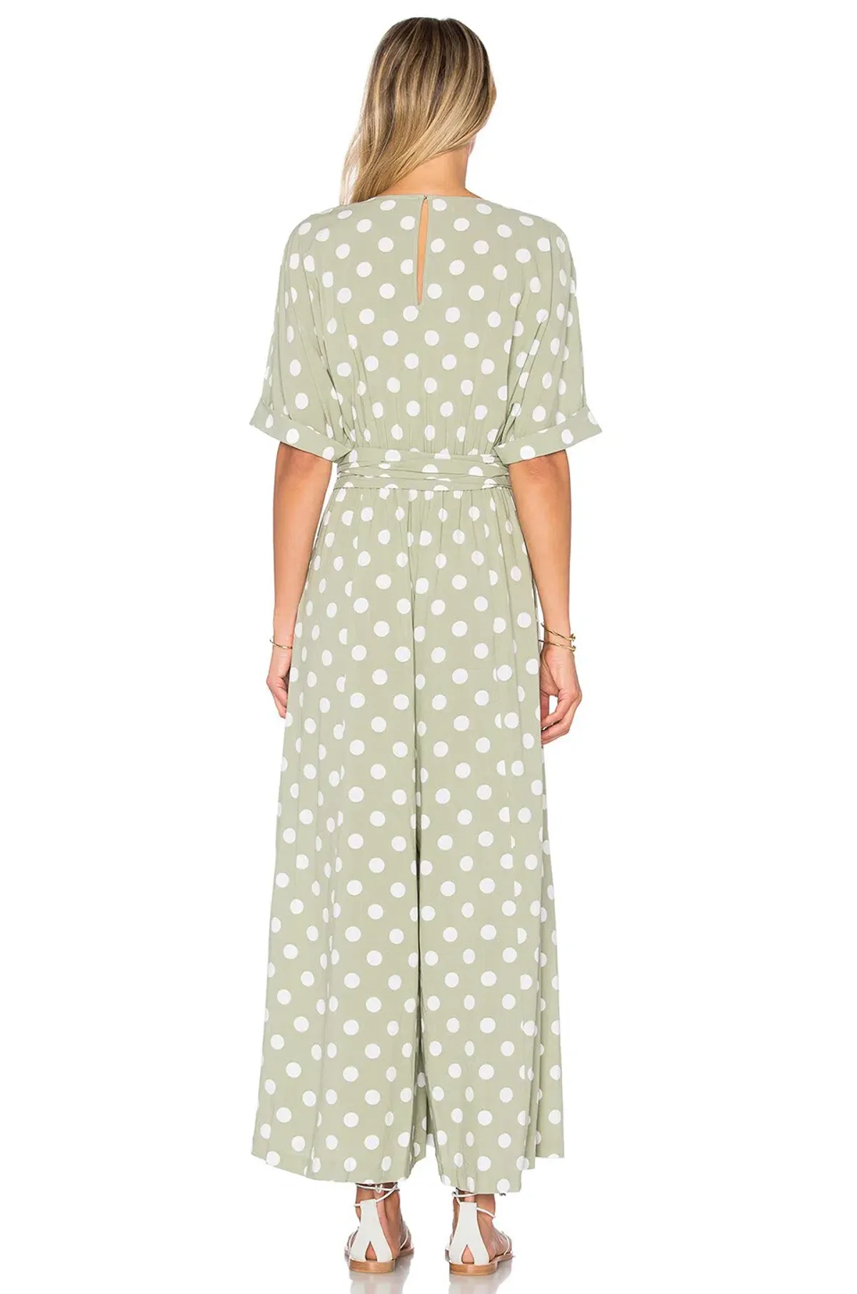 Mara Hoffman Deep V Neck Jumpsuit Green Print Size 8 - Image 3