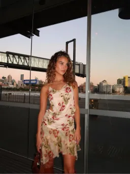 Bec & Bridge Monette Halter Mini Backless Dress In Genevieve Floral Size AU 8 for rent on The Volte - image 3