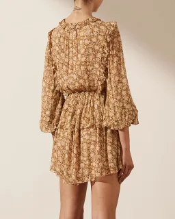 Shona Joy Julia Balloon Sleeve Drawstring Mini Dress Floral Size AU 10 for rent on The Volte - image 3