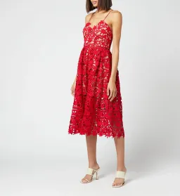 Self Portrait Azaelea Midi Dress Red Size 6 for rent on The Volte - image 3