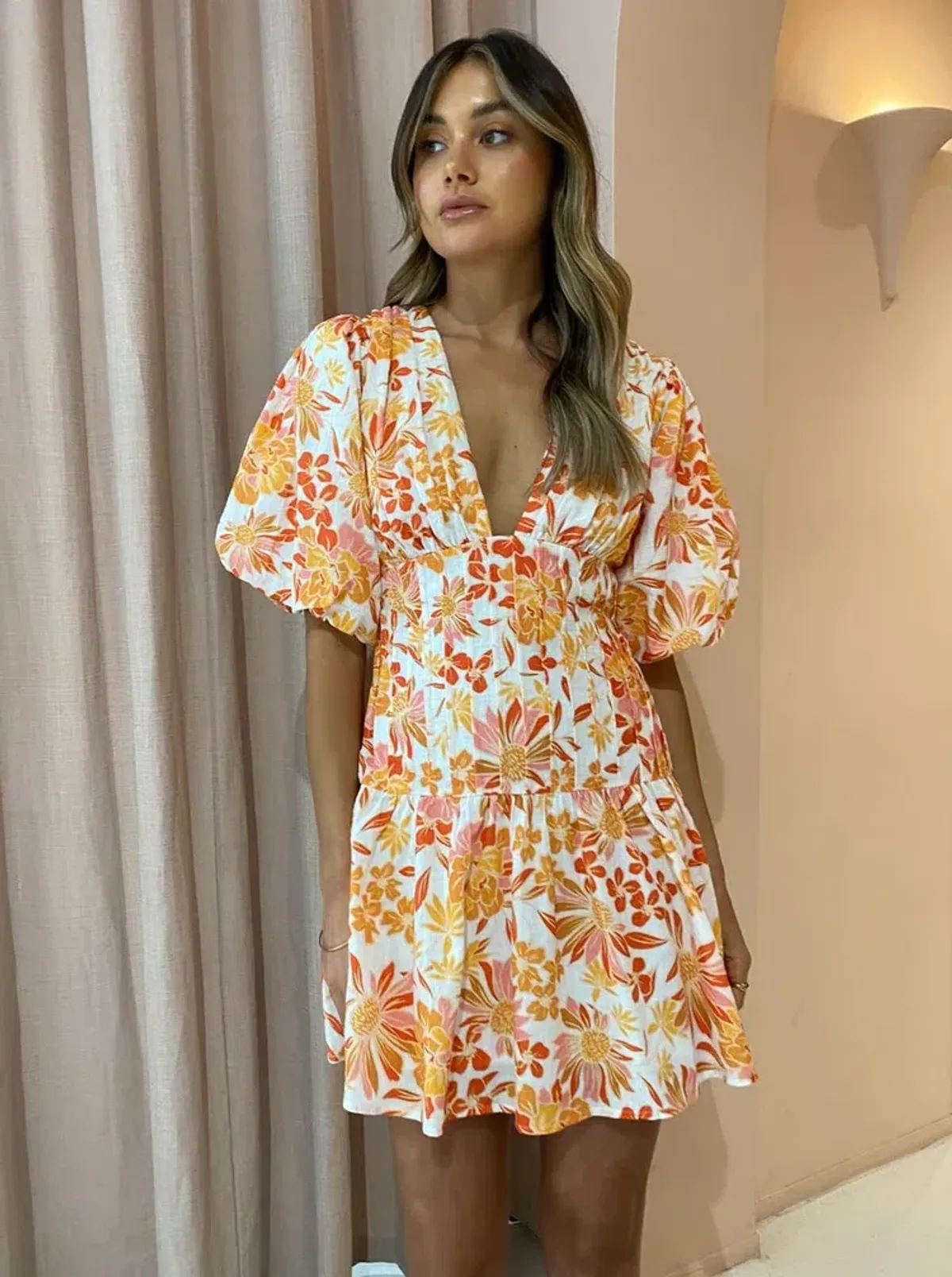 By Nicola Fiesta Stitch Waist Mini Dress Floral Size 8 - Image 2