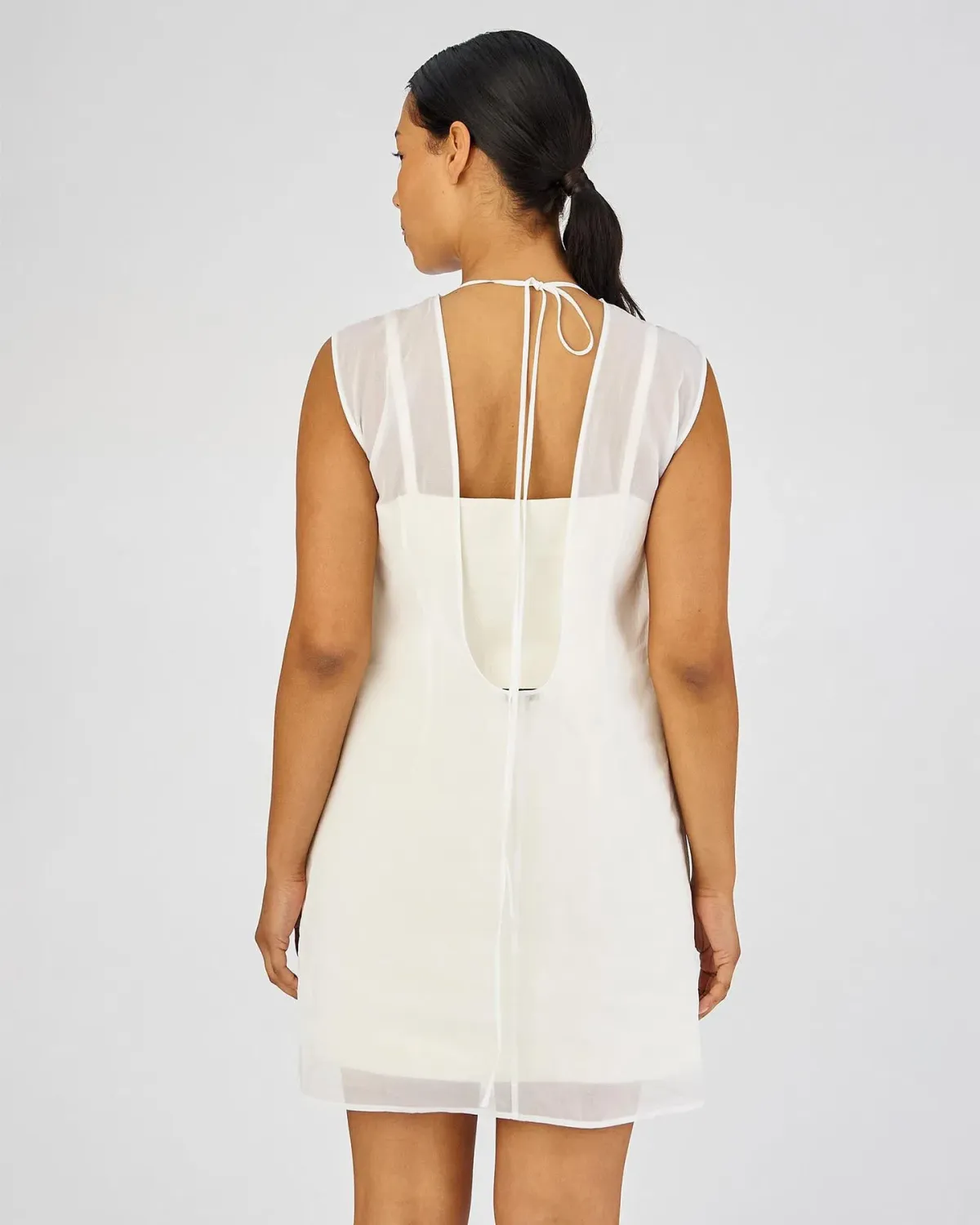 Oroton Lace Flower Sheer Mini Dress Soft Cream Size 14 - Image 3