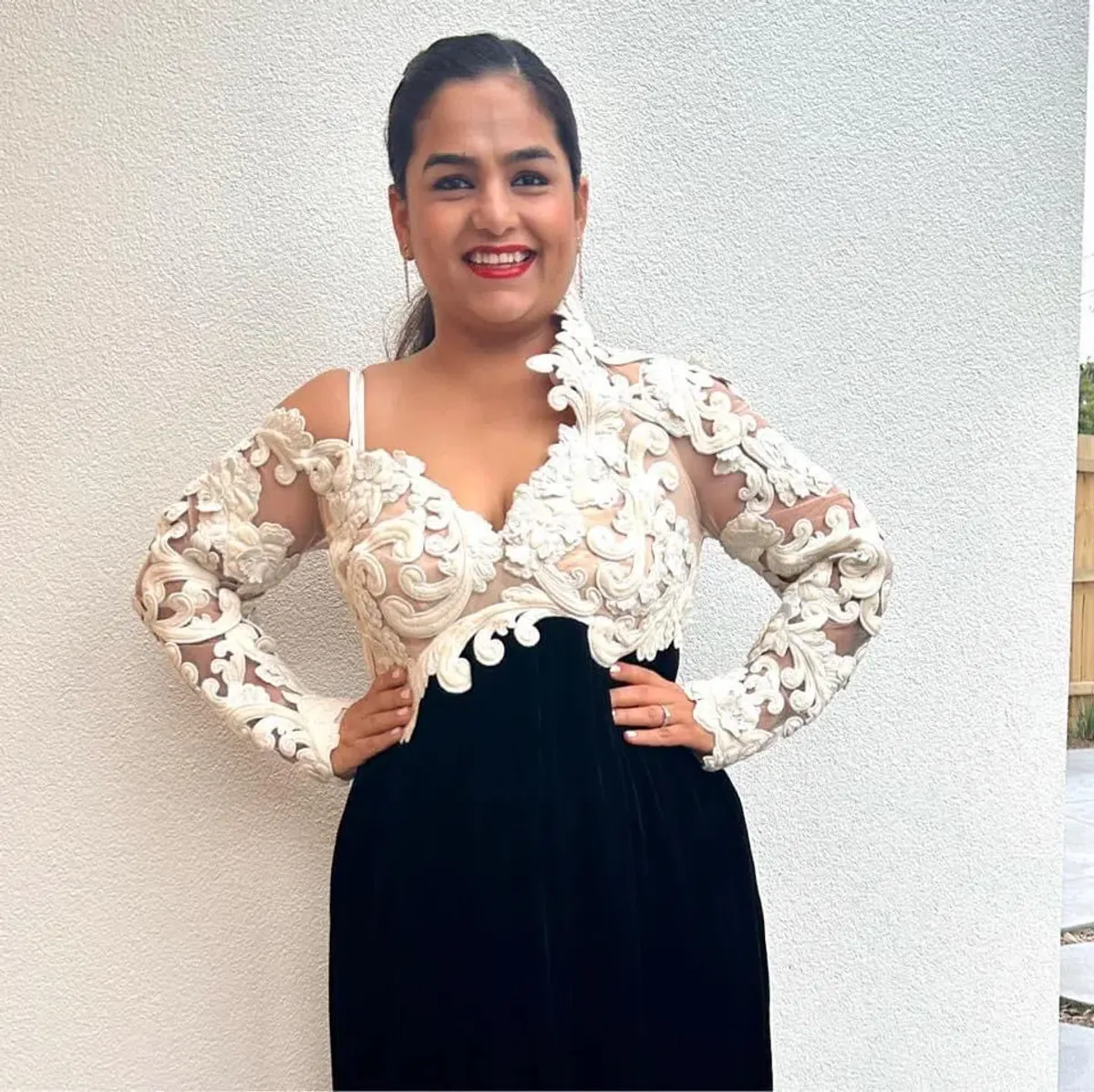 Zimmermann Sensory Velvet Bodice Gown Black/White Size 3 / AU 14 - Image 4