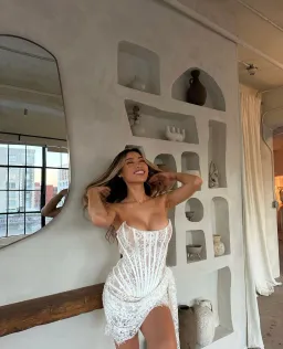 Heiress Beverly Hills Lace Corset Draped Mini Dress White Size M / AU 8-10 for rent on The Volte - image 7