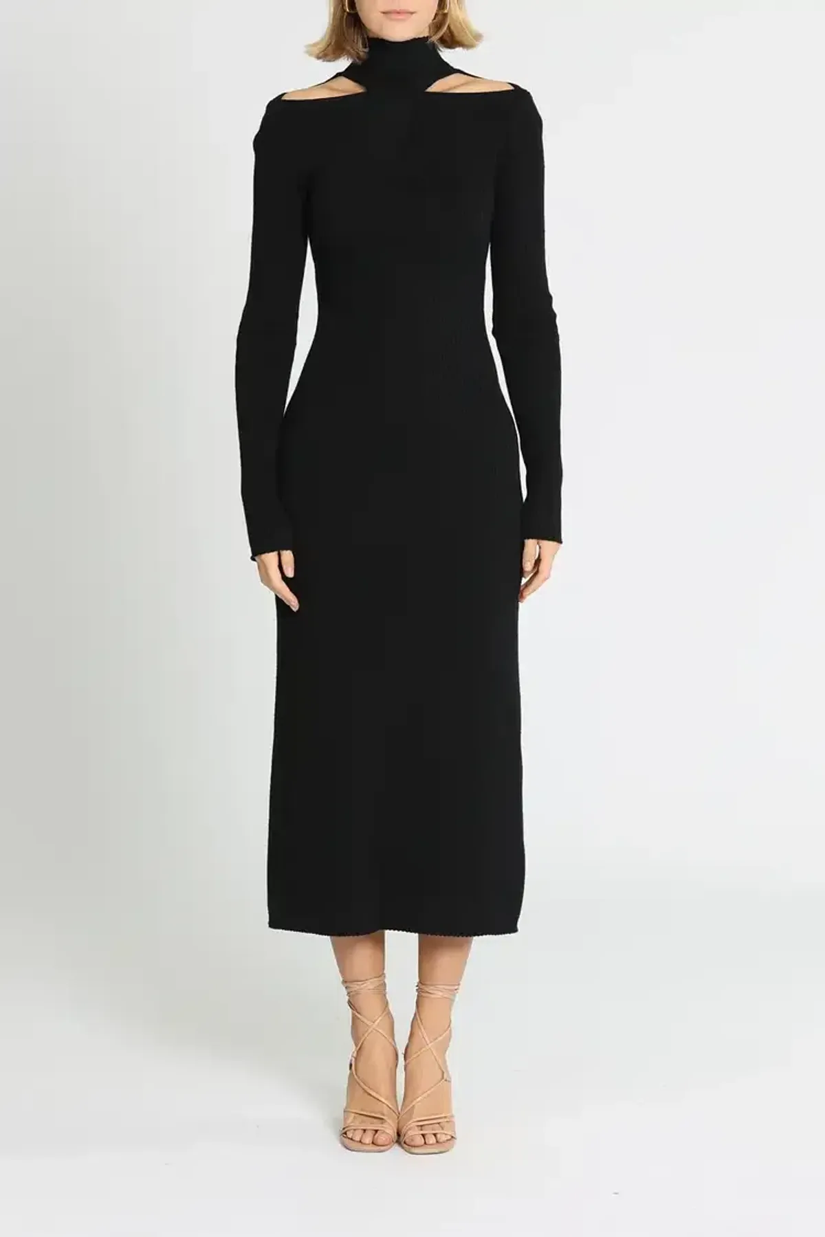Camilla and Marc Gray Rib Knit Dress in Black Size 10 - Image 4