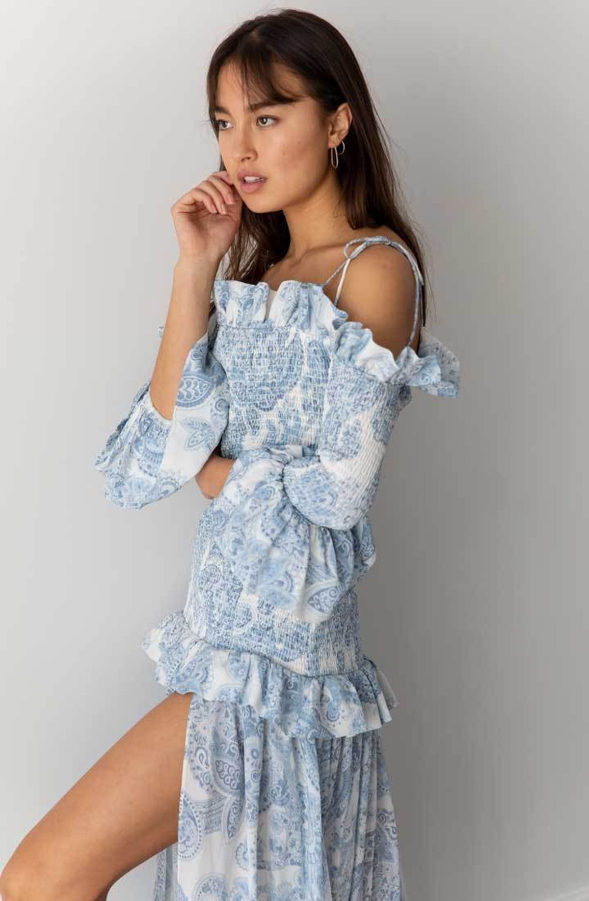 Thurley Golden Hour Dress in Blue bell Multi Size 8 - Image 4