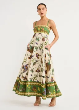 Alémais Birdie Printed Linen Maxi Dress Print Size 8  for rent on The Volte - image 2