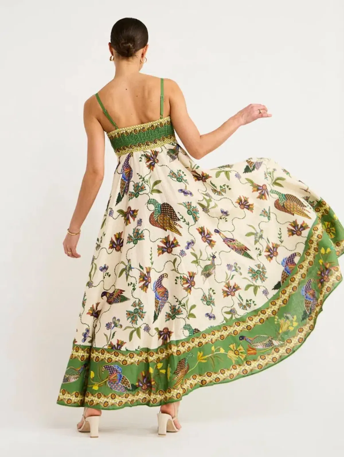 Alémais Birdie Printed Linen Maxi Dress Print Size 8  - Image 3