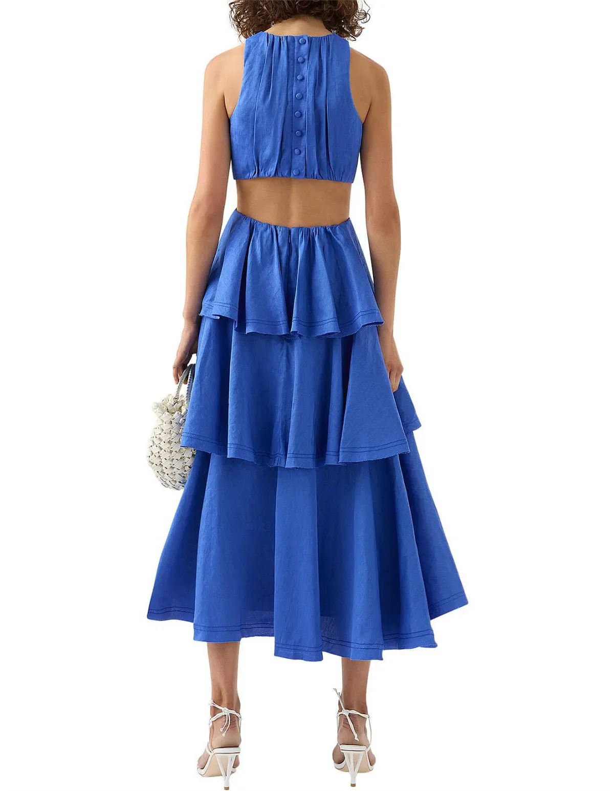 Aje Wave Cut Out Ring Midi Dress Blue Size 12 - Image 2